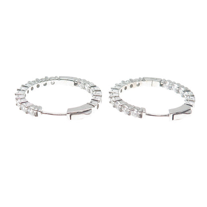 KLEO 925 Sterling Silver Round-Cut C Z In & Out Hoop Earrings