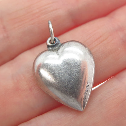 925 Sterling Silver Antique Art Deco US Flag Chatelaine Heart Minimalist Pendant