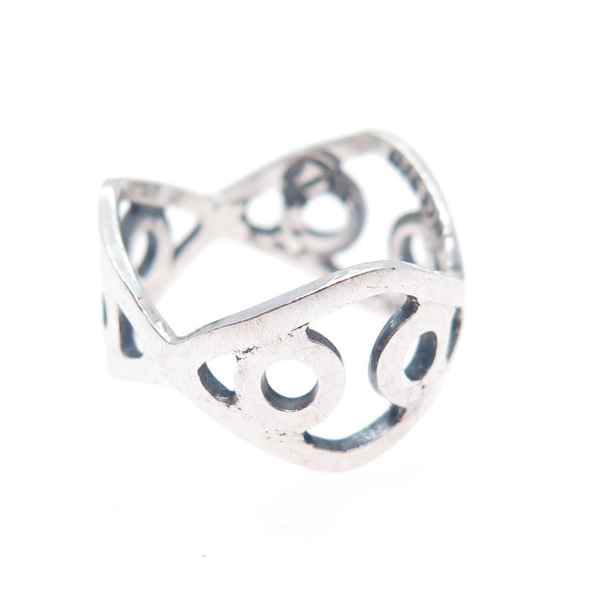 925 Sterling Silver Vintage Modernist Ring Size 5