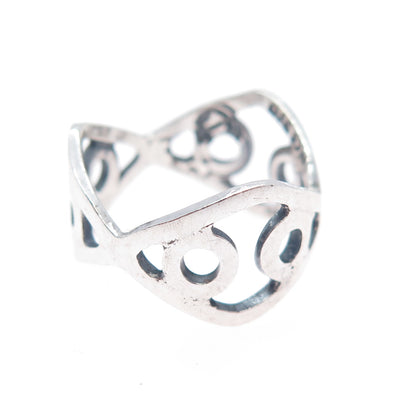 925 Sterling Silver Vintage Modernist Ring Size 5