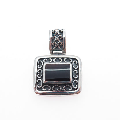 ATI ANNIKA WITT 925 Sterling Silver Vintage Real Black Onyx Oxidized Pendant