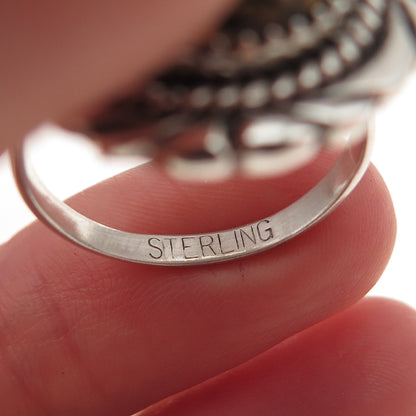 Old Pawn 925 Sterling Silver Vintage Southwestern Jasper Tribal Ring Size 9