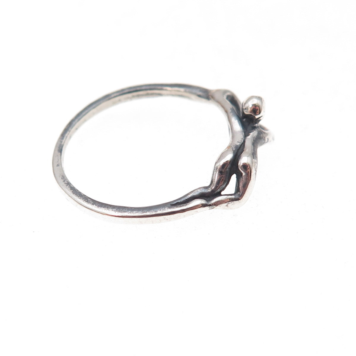 925 Sterling Silver Vintage Heart Erotic Scene Oxidized Ring Size 6