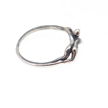 925 Sterling Silver Vintage Heart Erotic Scene Oxidized Ring Size 6