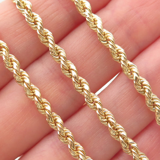 925 Sterling Silver Gold Plated Twisted Rope Chain Necklace 24"