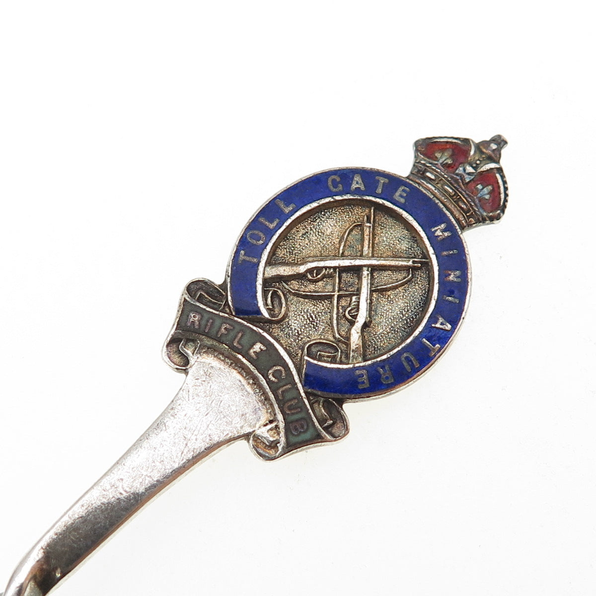 William James Dingley Sterling Antique 1911 Enamel Birmingham Rifle Club Spoon