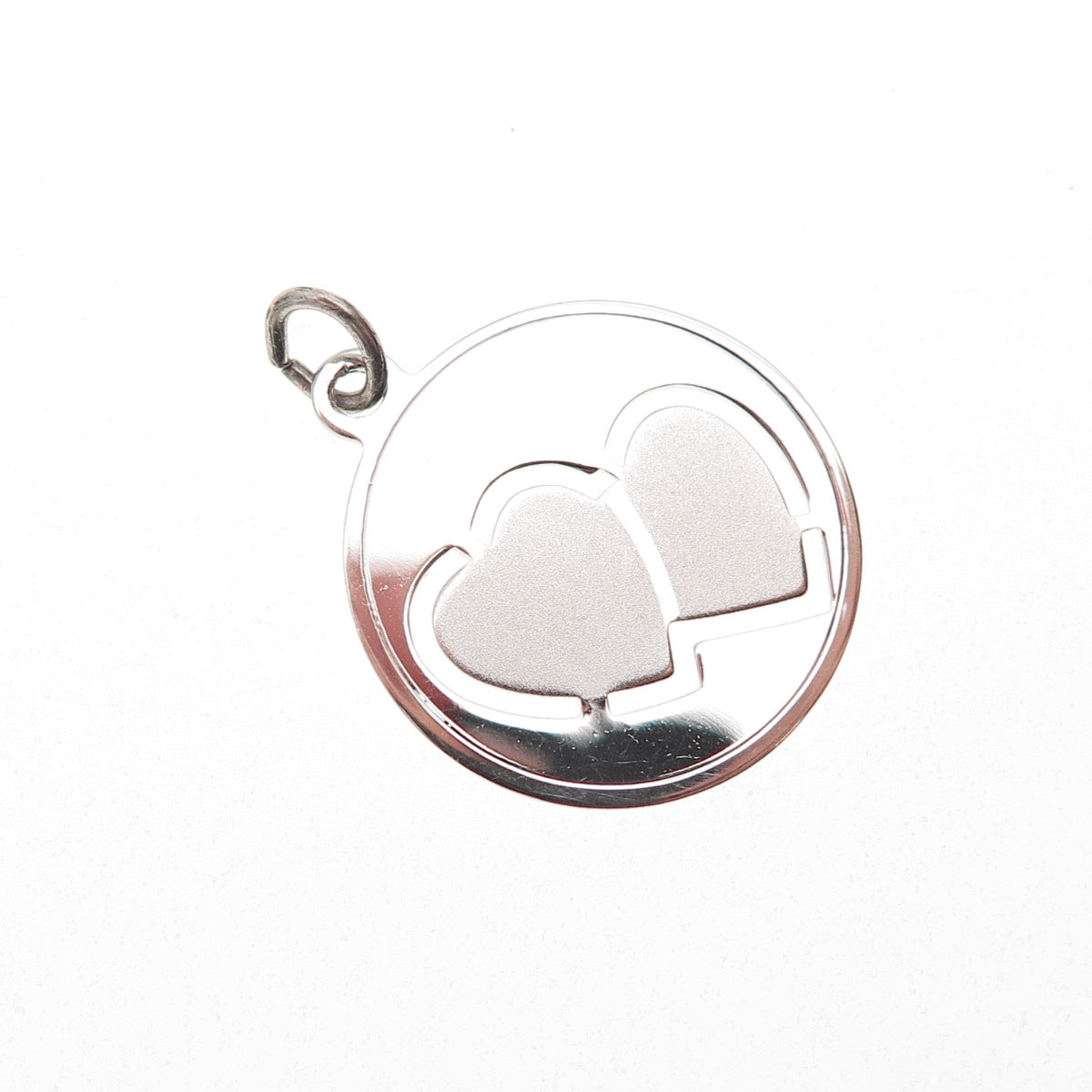 Griffith & Sons 925 Sterling Silver Vintage Couple Heart Charm Pendant