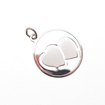Griffith & Sons 925 Sterling Silver Vintage Couple Heart Charm Pendant