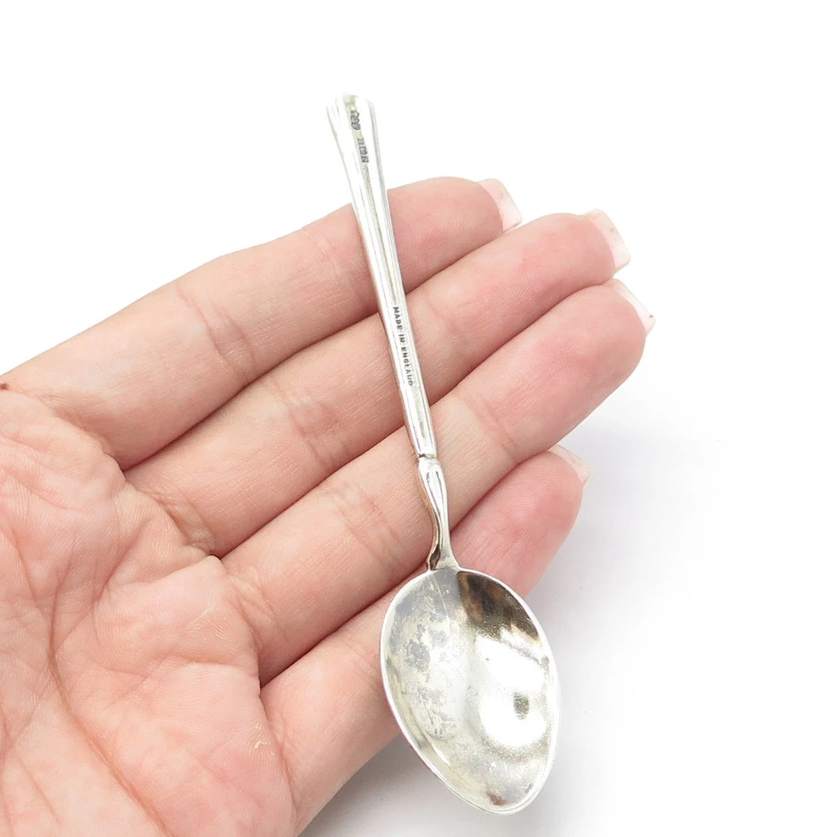 TURNER & SIMPSON 925 Sterling Silver Antique Birmingham Enamel Flower Spoon