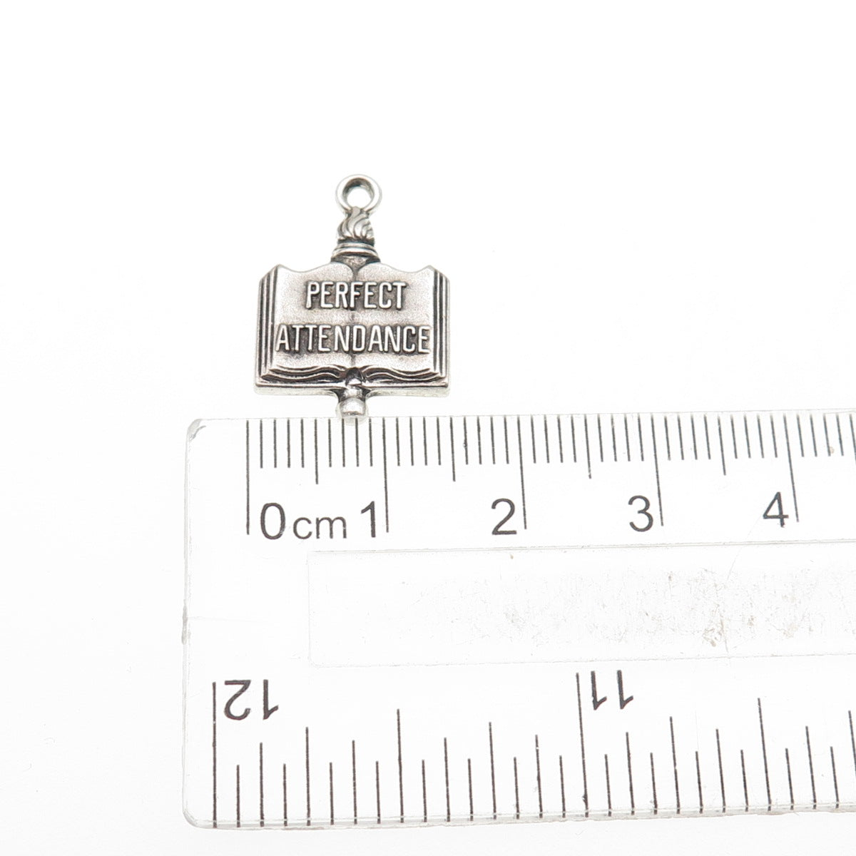 GREEN KC Sterling Silver Vintage Perfect Attendance Oxidized Mini Charm Pendant