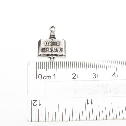 GREEN KC Sterling Silver Vintage Perfect Attendance Oxidized Mini Charm Pendant
