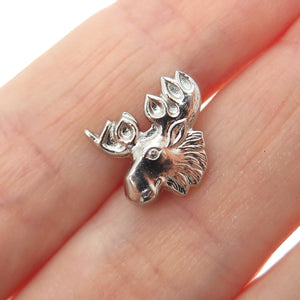 925 Sterling Silver Vintage Elk Minimalist Lapel Pin
