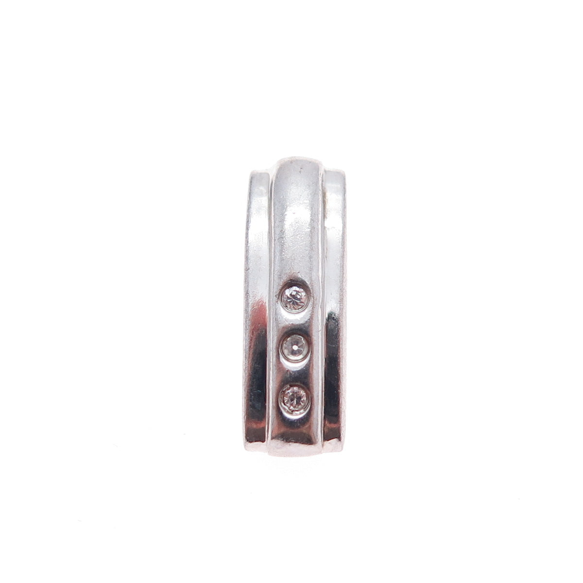 925 Sterling Silver Round-Cut C Z Bar Minimalist Slide Charm Pendant