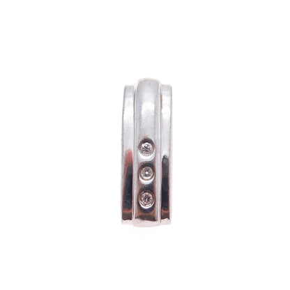 925 Sterling Silver Round-Cut C Z Bar Minimalist Slide Charm Pendant