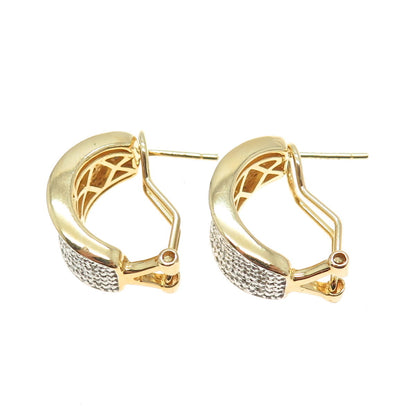 DBJ DEE BERKLE 925 Sterling Silver Gold Plated Real Diamond Omega Back Earrings