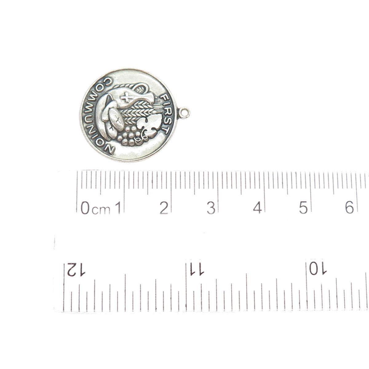 GRIFFITH & SONS Sterling Silver Vintage First Communion Oxidized Charm Pendant