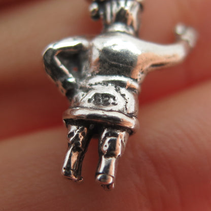 925 Sterling Silver Vintage Santa Claus Oxidized Minimalist Charm Pendant