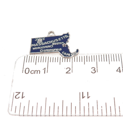 Art's Elegance 925 Sterling Silver Vintage Enamel Massachusetts Charm Pendant