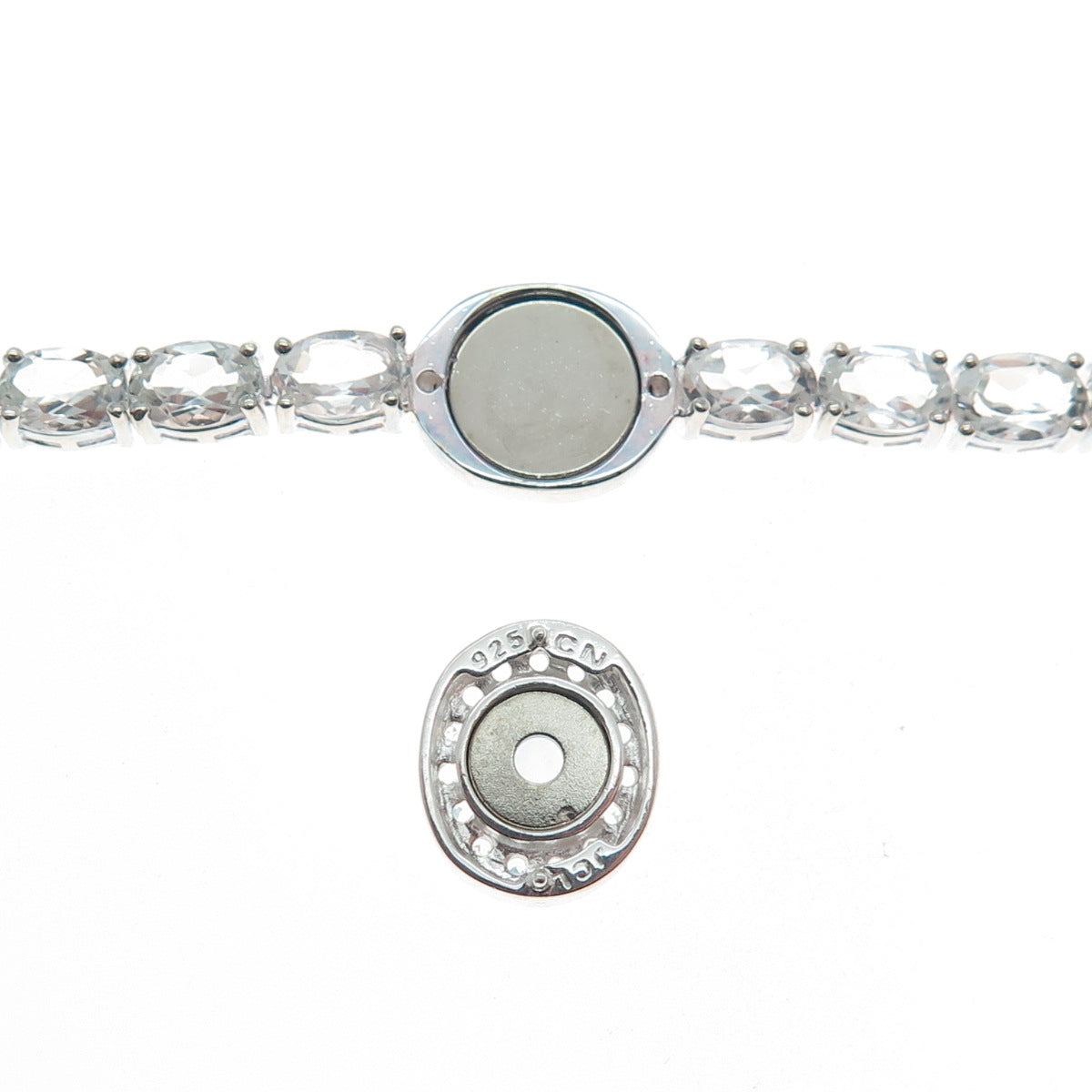 925 Sterling Blue & White Topaz Interchangeable Adjustable Bolo Bracelet 6-9.75"