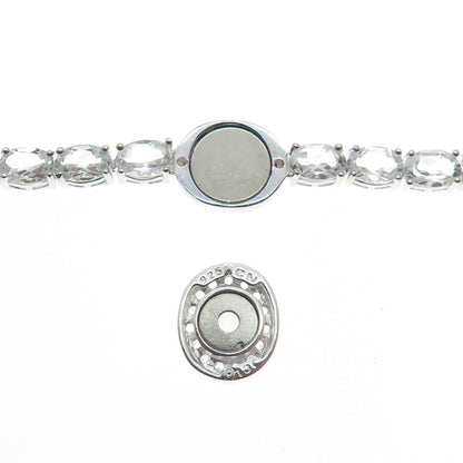 925 Sterling Blue & White Topaz Interchangeable Adjustable Bolo Bracelet 6-9.75"