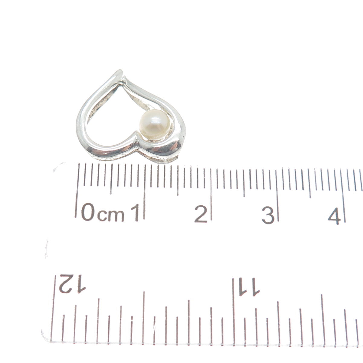 925 Sterling Silver Real Pearl Heart Minimalist Slide Pendant