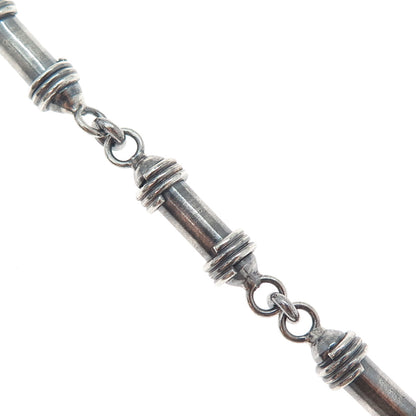 925 Sterling Silver Vintage Modernist Bar Link Oxidized Bracelet 7.25"