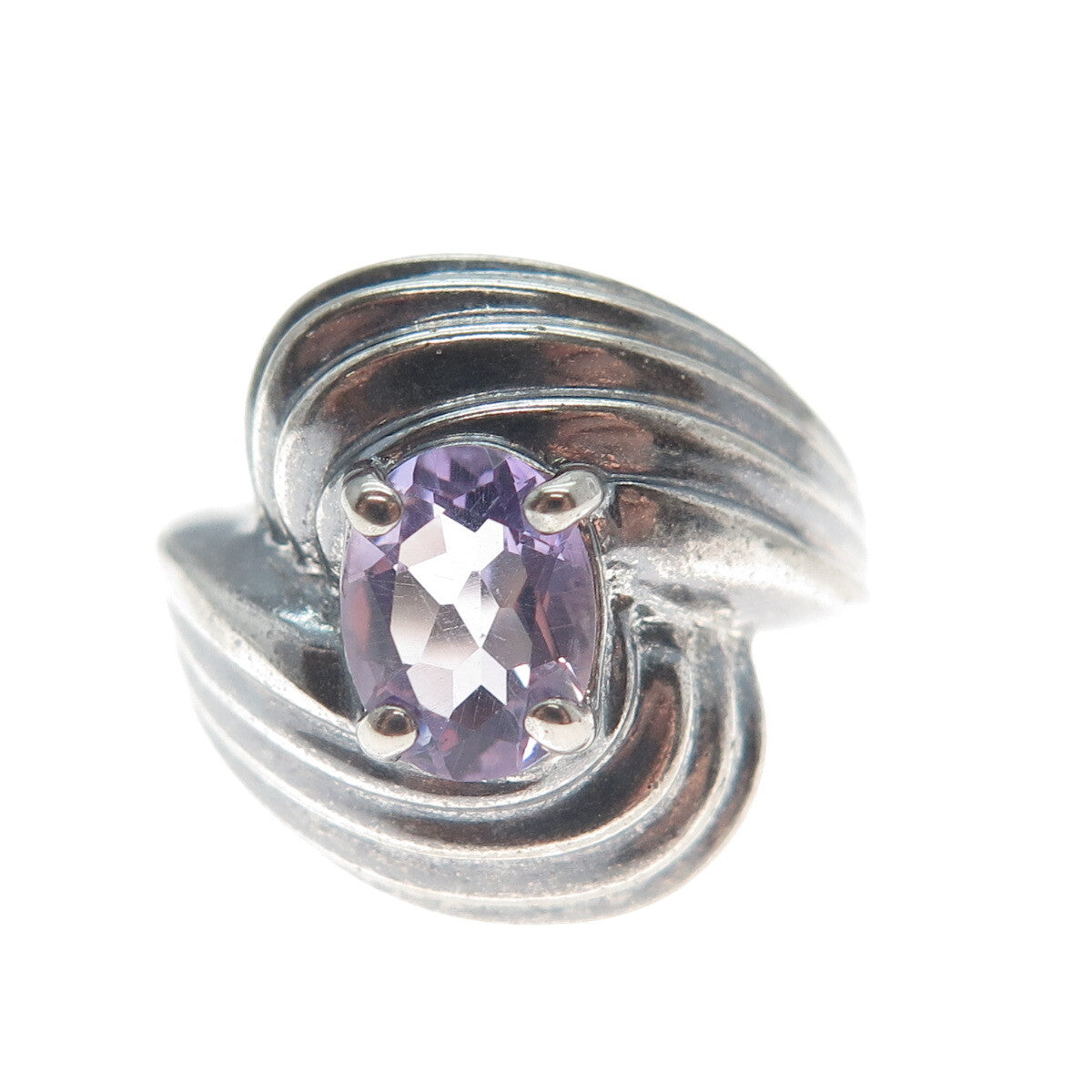 MONICA JAIN 925 Sterling Silver Vintage Real Amethyst Oxidized Ring Size 6.25