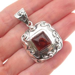 Silpada 925 Sterling Silver Vintage Real Amber Oxidized Charm Pendant
