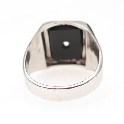 Joseph Esposito 925 Sterling Vintage Real Black Onyx Ring Size 8 (missing stone)