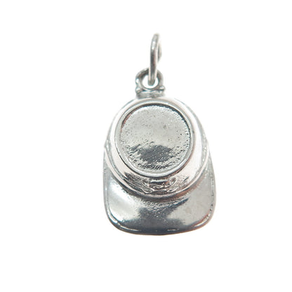 KINNEY 925 Sterling Silver Antique Art Deco Hat Minimalist Charm Pendant