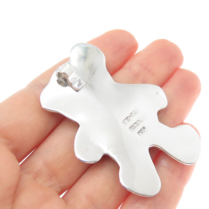 925 Sterling Silver Vintage Mexico Teddy Bear Oxidized Pendant