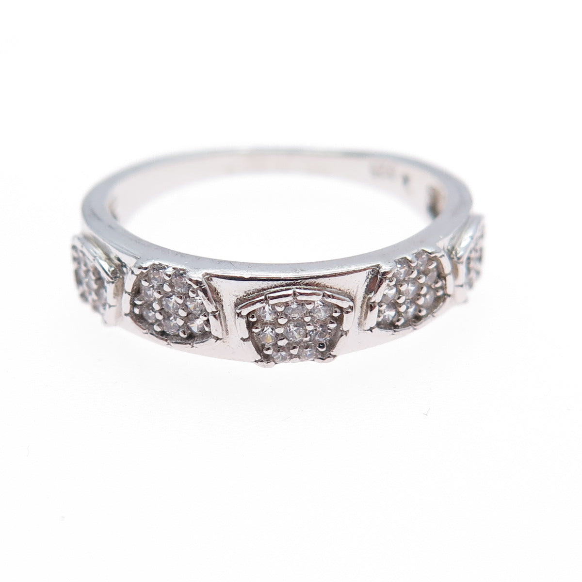 925 Sterling Silver Round-Cut C Z Modernist Band Ring Size 7.25