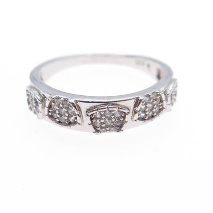 925 Sterling Silver Round-Cut C Z Modernist Band Ring Size 7.25
