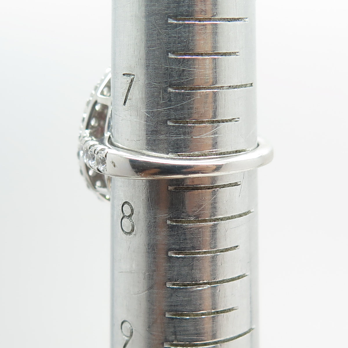 925 Sterling Silver Pear & Round-Cut Pink White C Z Promise Ring Size 7.75