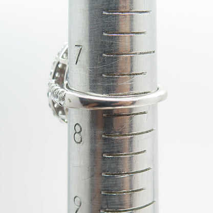 925 Sterling Silver Pear & Round-Cut Pink White C Z Promise Ring Size 7.75