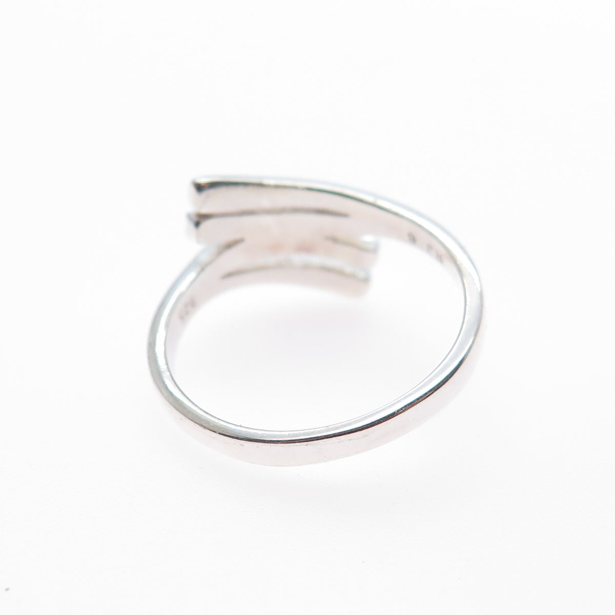 RJ GRAZIANO 925 Sterling Silver Vintage Round-Cut C Z Bypass Ring Size 6