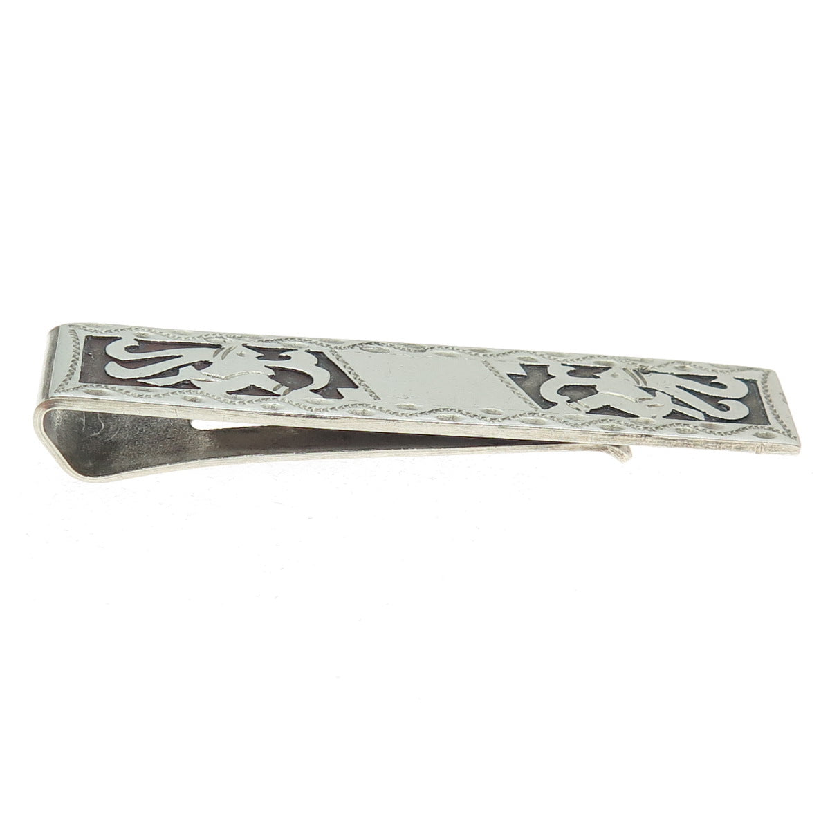 900 Silver Vintage Guatemala Tribal Warrior Oxidized Tie Clip