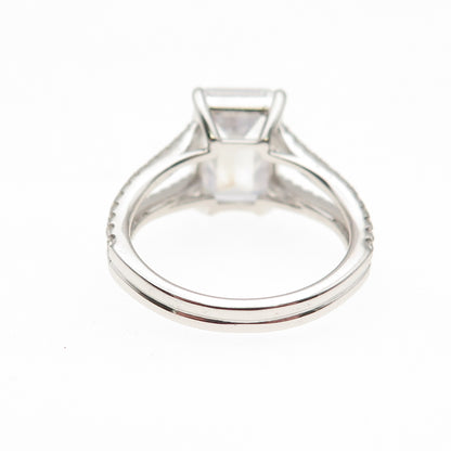 DSMK 925 Sterling Silver Emerald & Round-Cut C Z Engagement Ring Size 7