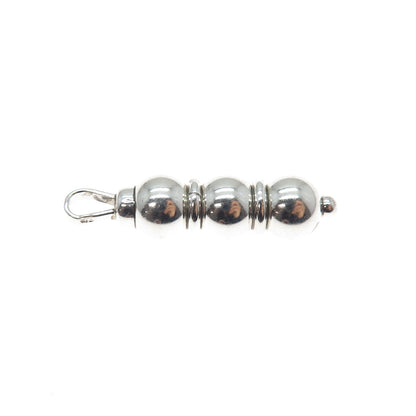 925 Sterling Silver Vintage Baby Beaded Rattle Minimalist 3D Charm Pendant