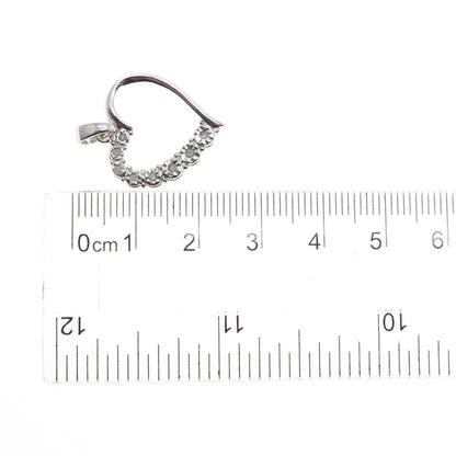 925 Sterling Silver Real Round-Cut Diamond Heart Minimalist Charm Pendant