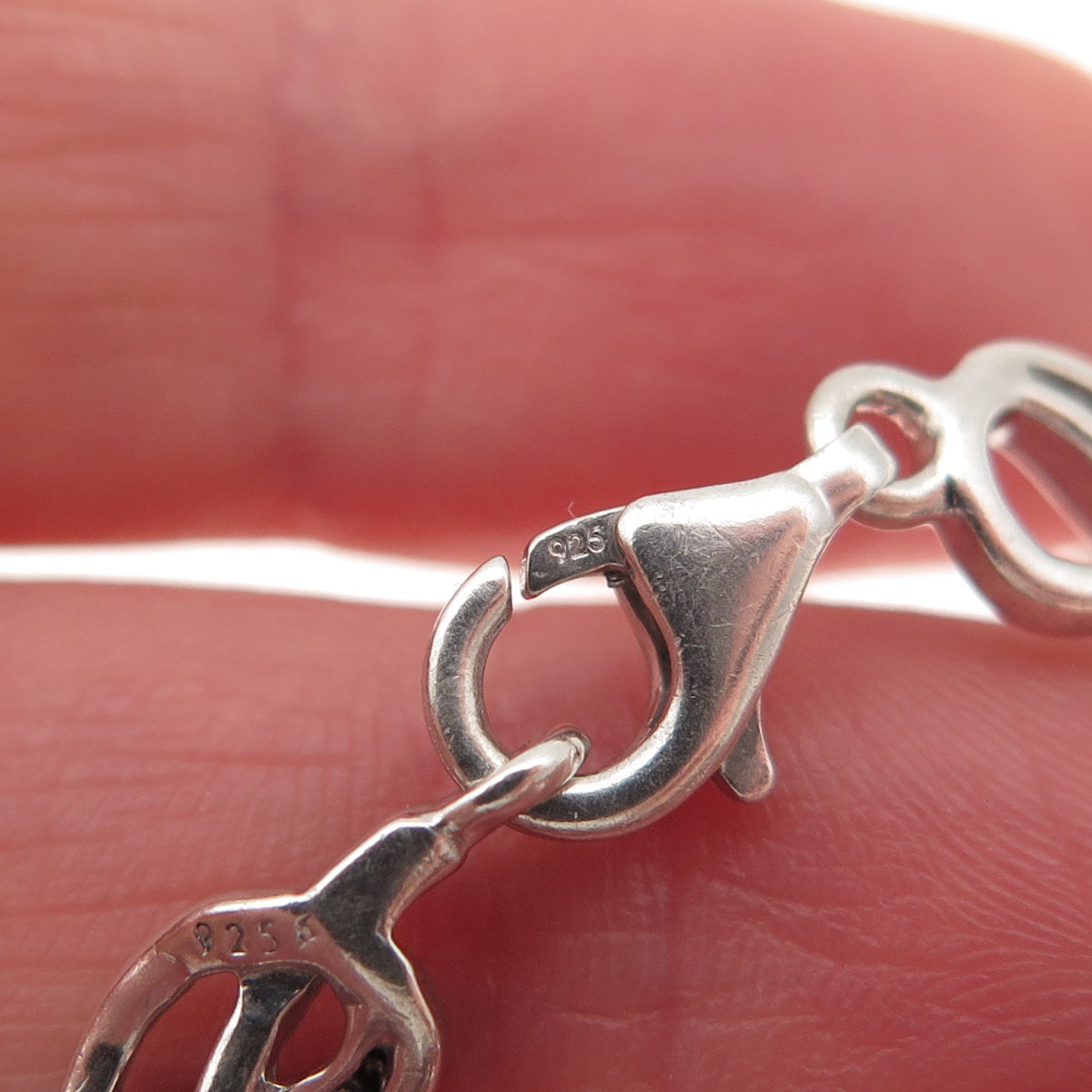 925 Sterling Silver Real Round-Cut Diamond Infinity Link Bracelet 7.25"