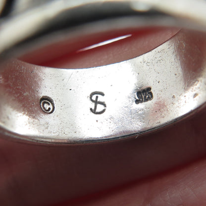 SHUBE 925 Sterling Silver Vintage Spiral Oxidized Band Ring Size 8.25