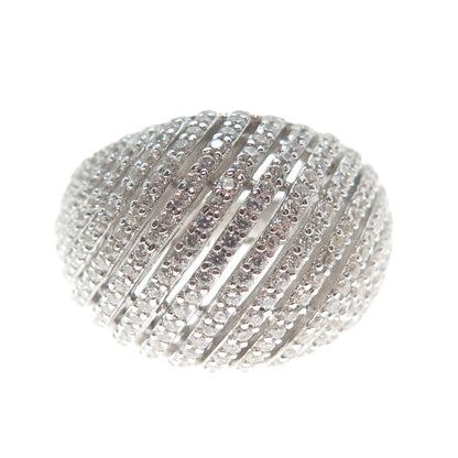 925 Sterling Silver Round-Cut C Z Sparkle Dome Ring Size 8.25