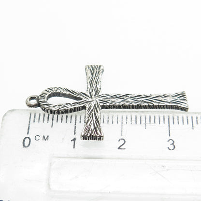 AVEDON 925 Sterling Silver Vintage Egyptian Ankh Oxidized Pendant