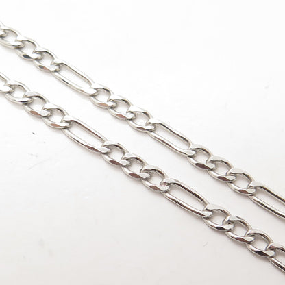 925 Sterling Silver Italy Figaro Chain Necklace 20"