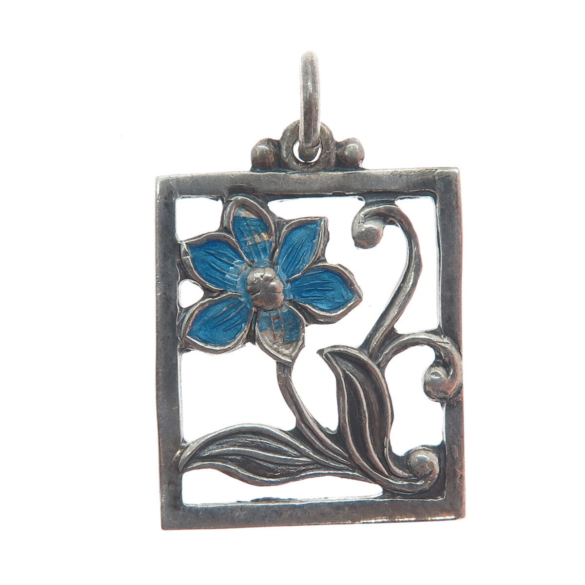 FIR. MUNKSGAARD 925 Sterling Silver Vintage Denmark Enamel Flower Pendant #309