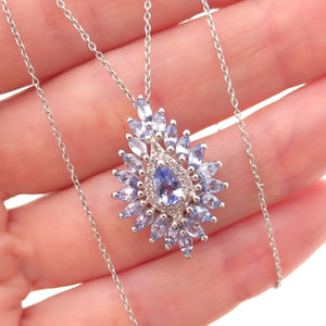 Chuck Clemency 925 Sterling Silver Real Tanzanite White Topaz Chain Necklace 20"