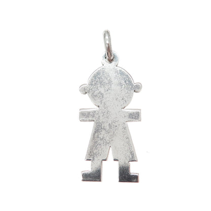925 Sterling Silver Vintage Italy Baby Boy Oxidized Charm Pendant
