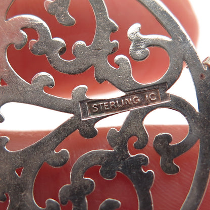 IC James Craig 925 Sterling Silver Vintage Ornate Floral Charm Pendant