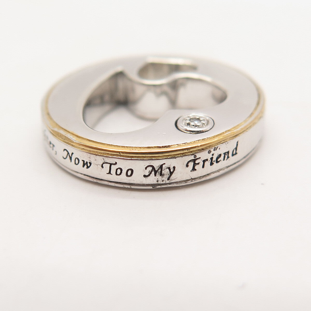 925 Sterling Silver 2-Tone BGE Real Diamond Accent "Always My Daughter" Pendant